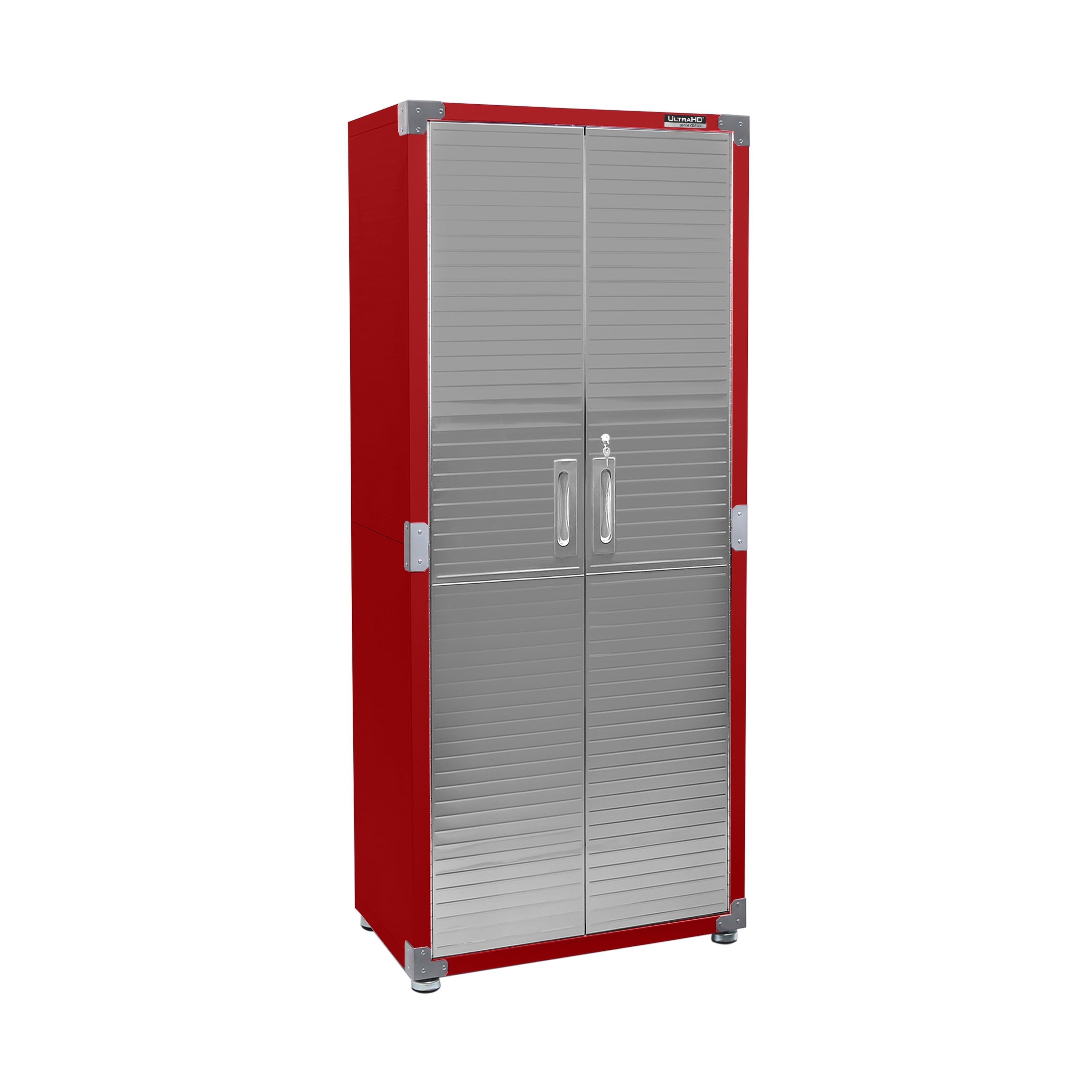 Seville Classics UltraHD® Steel Body Lockable Storage Cabinet Organizer Locker Shelving Unit, Red, 30" W x 18" D x 72" H