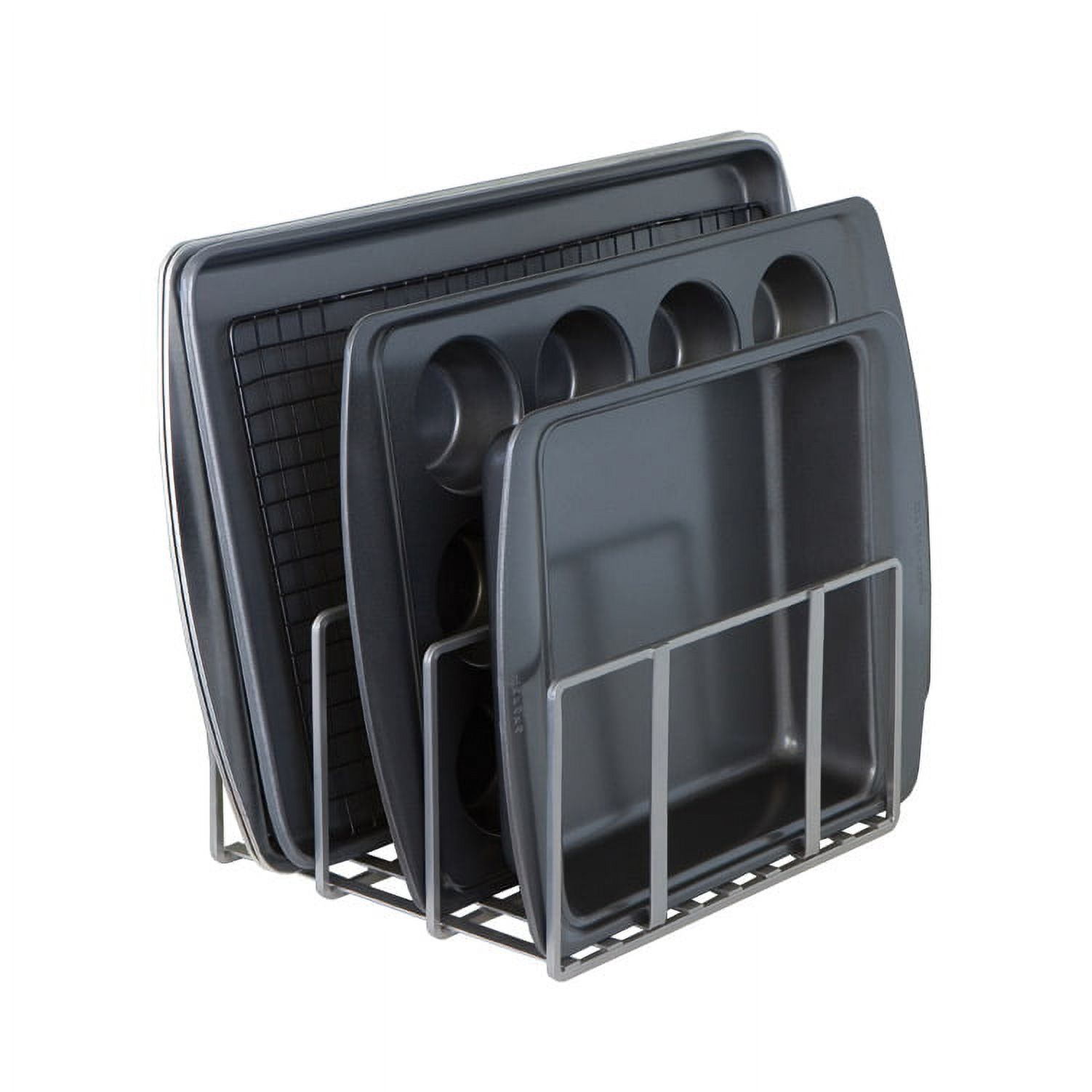 Seville Classics Vertical Pan Lid Rack Kitchen Counter and Cabinet Organizer, 10" W x 8.5" D x 5" H, Platinum - image 1 of 6