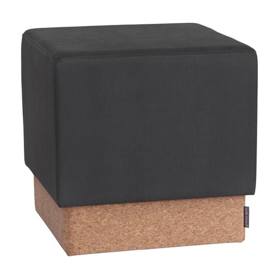 Seville Classics The Vineyard Collection Cork Storage Ottoman Cushioned Fabric, Padded Seat for Bedroom, Dorm, Loft, Living Room, Entryway, Hallway, Steel Grey, 15" Cube
