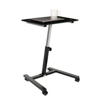 Seville Classics airLIFT 23.6" Tempered Glass Height Adjustable Mobile Laptop Desk Cart, Black