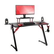 Seville Classics airLIFT Computer Writing Study Desk, Black and Red, 47" Carbon Fiber Z Frame