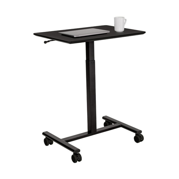 Seville Classics airLIFT® Height Adjustable Mobile Rolling Laptop Cart Desk, Black