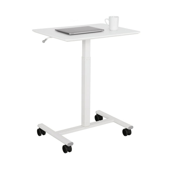 Seville Classics airLIFT® Height Adjustable Mobile Rolling Laptop Cart Desk, White