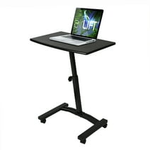 Seville Classics airLIFT Height Adjustable Mobile Rolling Laptop Cart Desk w/ Wheels, Black, Flat (24")