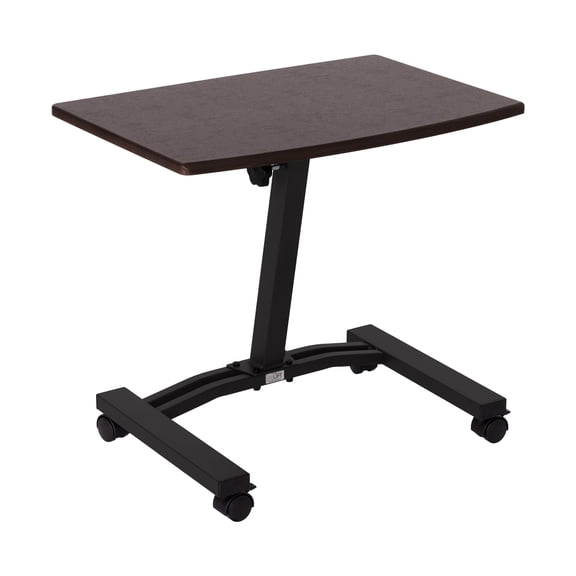Seville Classics airLIFT® Height Adjustable Mobile Rolling Laptop Cart Desk w/ Wheels, Walnut, Flat (24")