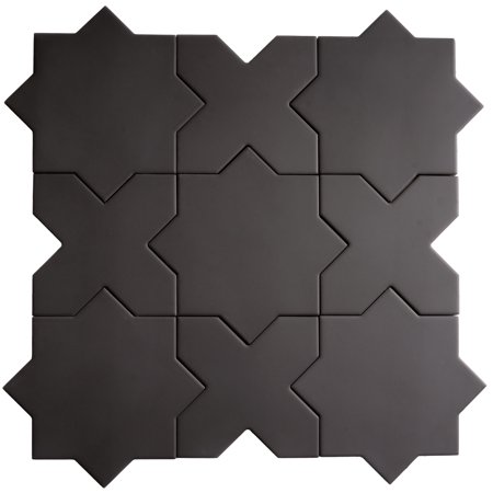Seville Graphite Black 7" Star with 5" Cross Matte Porcelain Wall and Floor Tile (10.62 sq ft/case) - 68 Pack