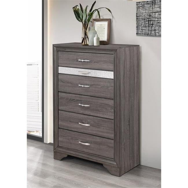 Seville Modern Grey Vertical Chest with Sparkle Accent
