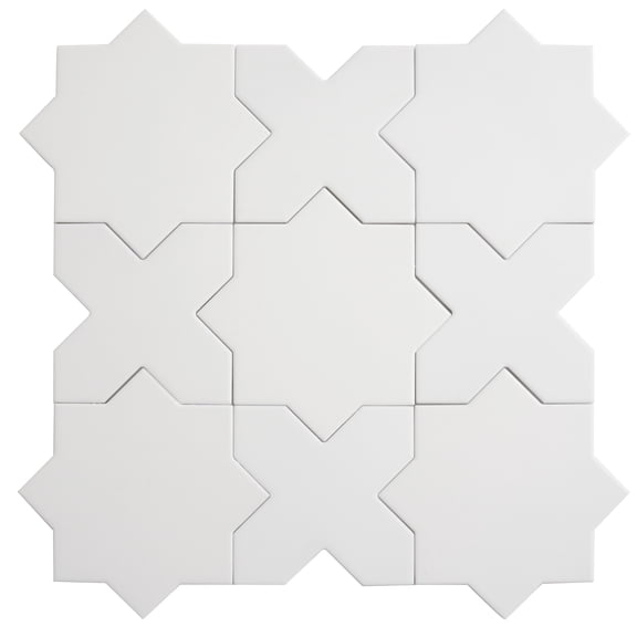 Seville Pure White 7" Star with 5" Cross Matte Porcelain Wall and Floor Tile (10.62 sq ft/case) - 68 Pack
