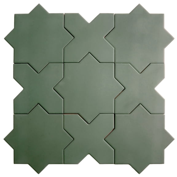 Seville Sage Green 7" Star with 5" Cross Matte Porcelain Wall and Floor Tile (10.62 sq ft/case) - 68 Pack