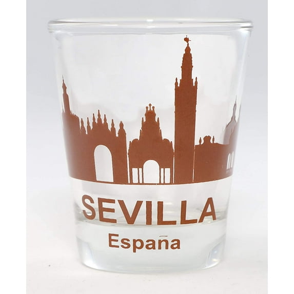 Seville (Sevilla) Spain Sunset Skyline shot glass