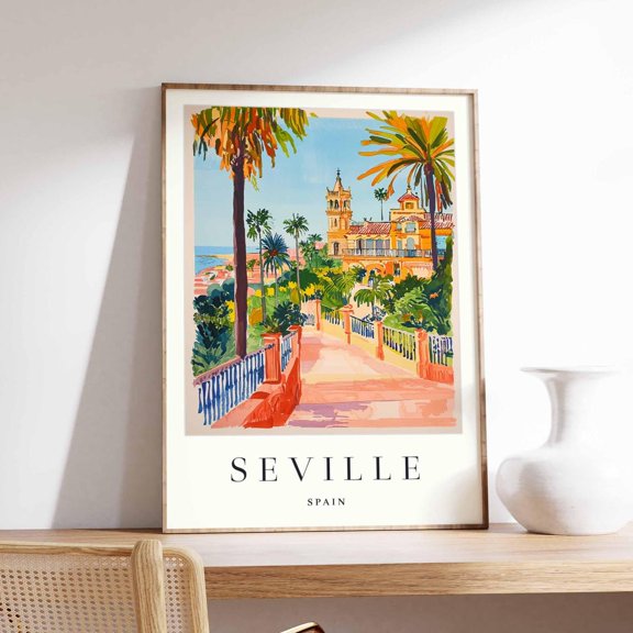 Seville Spain Art Modern City Map, Unframed Paper Print