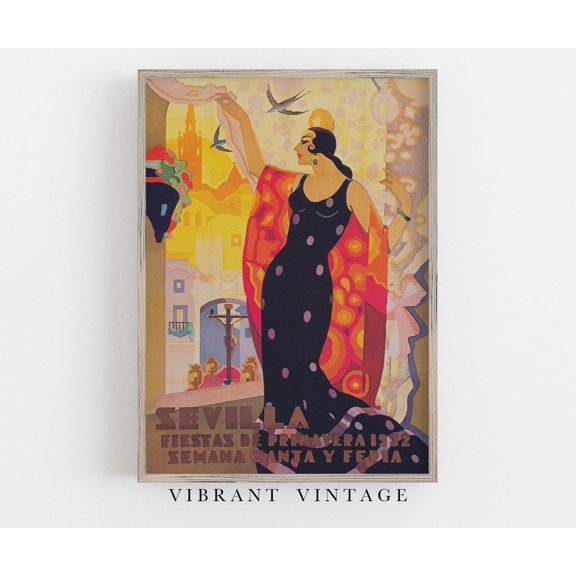 Seville Spain Spring Festival Poster, Unframed Paper Poster 24x36in