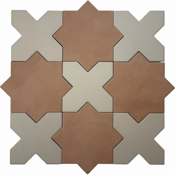 Seville Terracotta 7" Star with Ecru Taupe 5" Cross Matte Porcelain Wall and Floor Tile (10.62 sq ft/case) - 68 Pack