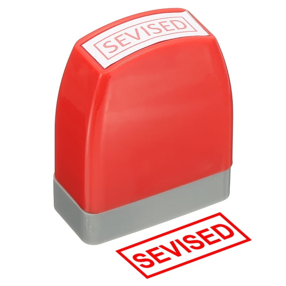 Sevised Notice Stamp Self Inking, Red Ink Office Stamps Pre Inked Message Stamp Refillable Business Stamp, Red