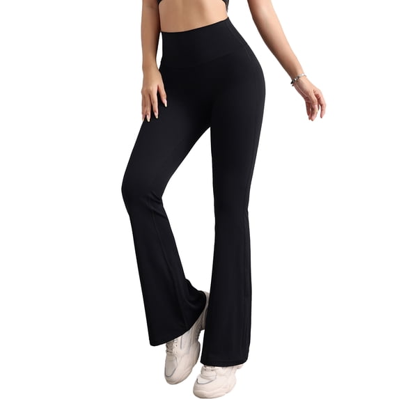 Sevpuikl Women High Waist Bootcut Flaring Leggings Butt Lifting Tummy Control Solid Color for Yoga Dancing Fitness(Black,XL)