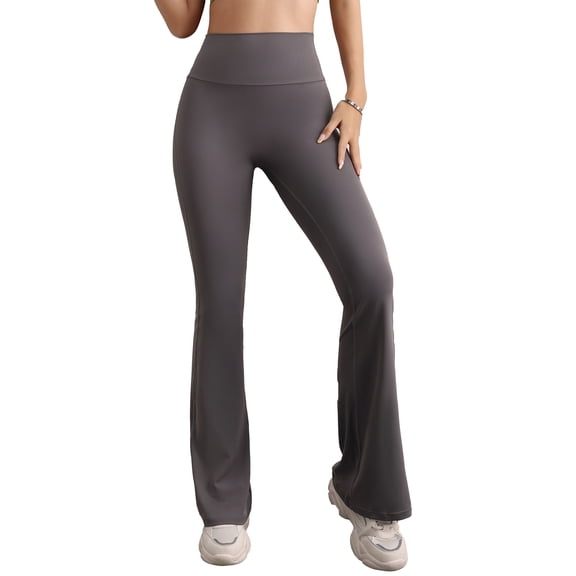 Sevpuikl Women High Waist Bootcut Flaring Leggings Butt Lifting Tummy Control Solid Color for Yoga Dancing Fitness(Grey,S)