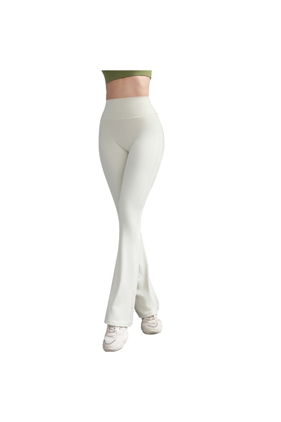 Women High Waist Bootcut Flaring Leggings Butt Lifting Tummy Control Solid Color for Yoga Dancing Fitness(White,M)