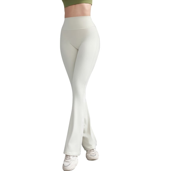 Sevpuikl Women High Waist Bootcut Flaring Leggings Butt Lifting Tummy Control Solid Color for Yoga Dancing Fitness(White,S)