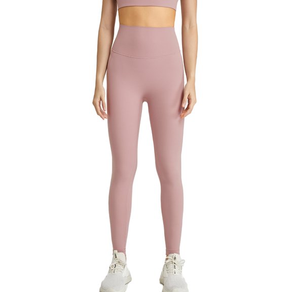 Sevpuikl Women's High Waist Tummy Control Leggings for Yoga Workout Gym Solid Color Soft Opaque Lightweight(Pink,S)