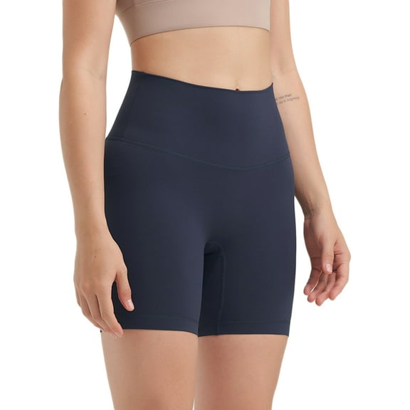 Sevpuikl Women's High Waist Tummy Control Yoga Biker Athletic Short Pants for Gym Workout Running Fitness Squat Solid Color(Navy blue,S)