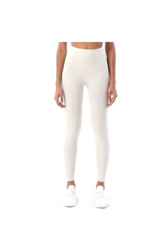 Women's High Waist Yoga Leggings Pants Butt Lifting with Elastic Waistband for Yoga Workout Exercise(White,L)