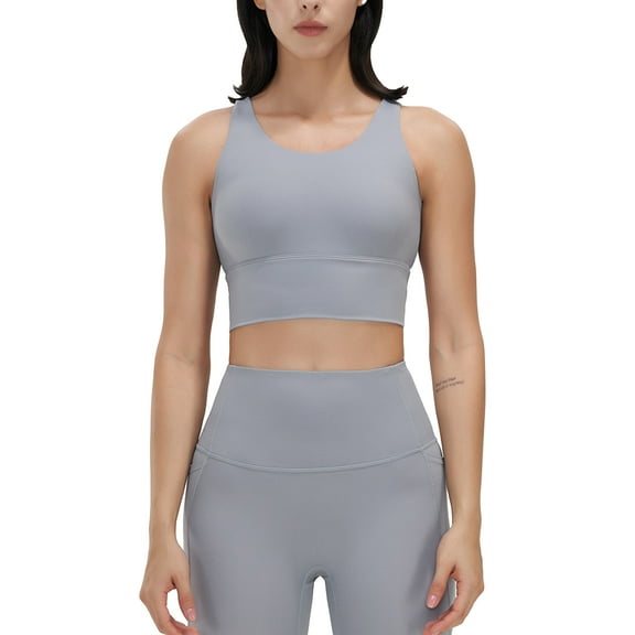 Sevpuikl Women's Seamless High Neck Padded Sport Bra V-Back Medium Support Athletic Tank Top Yoga Fitness workout Crop Tops