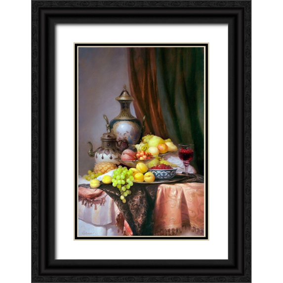Sevryukov, Dmitry 23x32 Black Ornate Wood Framed with Double Matting Museum Art Print Titled - Still-life with Chinese teapot