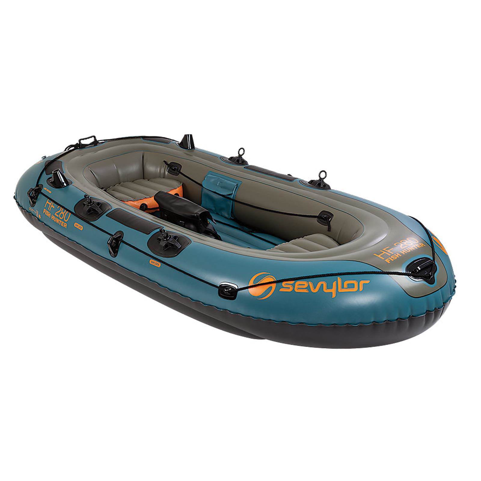 Sevylor Fish Hunter 4 Person Durable 30 Gauge PVC Inflatable Boat w/ Drain  Plug
