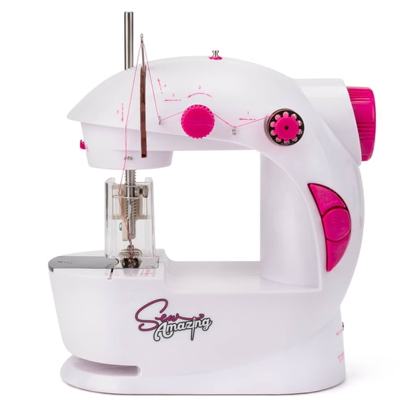 Sew Amazing Sewing Station Kit for Kids Starter Sewing Machine with Foot Pedal Sewing Kit Creative Fun Hobby Sewing Kit Includes Accessories Needles Thread Bobbins Suitable for Ages 6+ Perfect Gift
