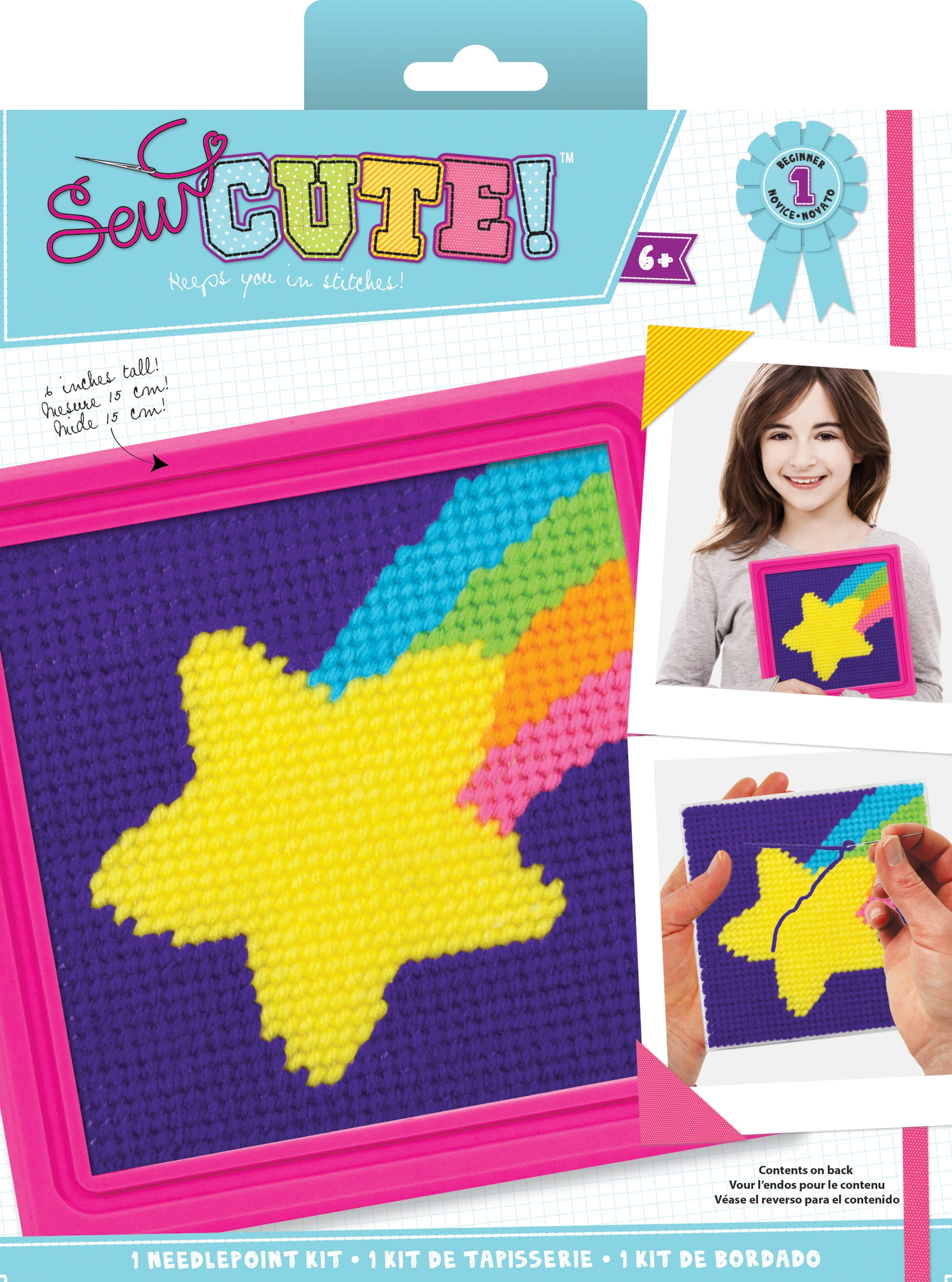 Sew Cute! Shooting Star Needlepoint Kit-6"X6" Stitched In Yarn