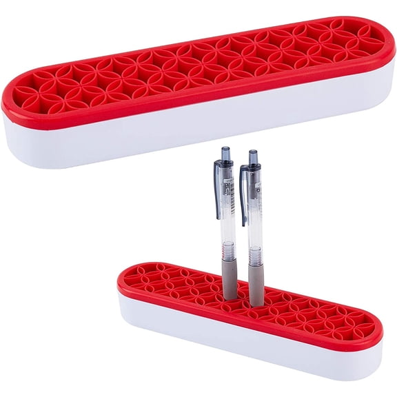 Sew Desktop Organizers Silicone Makeup Brush Stand Holder Multipurpose Painting Pen Holder Cosmetic Storage Box for Stash and Store (Red) Red