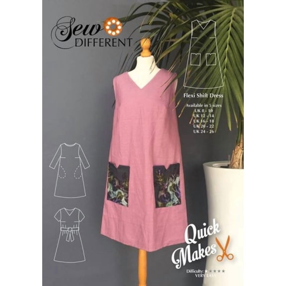 Sew Different Paper Sewing Pattern Flexi Shift Dress - Dresses for Women
