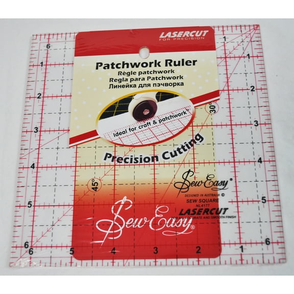 Sew Easy 6.5 Inch x 6.5 Inch Square Patchwork Quilt Ruler NL4177