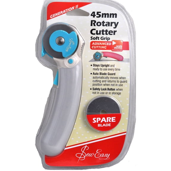 Sew Easy Rotary Cutter Grey 45mm + spare blade ER4096.Gray