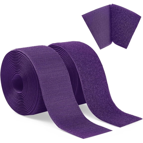 Sew On Hook and Loop Tape 0.79in*1.09Yard Nylon Fabric Fastener Strips Self Adhesive Heavy Duty Strips Fastener for Clothing Sewing Crafts and DIY Projects Purple