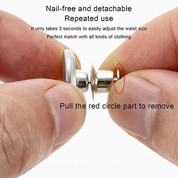 No Sew Jeans Buttons, 6 Pack Adjustable Waist Tightener Buttons for Pants, Reusable Denim Waist Adjusters for Jeans, Skirts and Trousers, Quick Clothing Repair Accessories for Size Adjustment