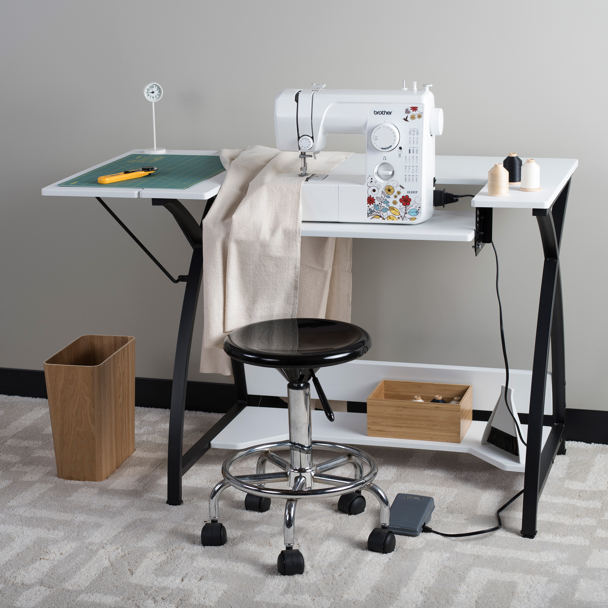 Sew Ready 13332 Comet Modern Sewing Table in Black / White - image 1 of 7