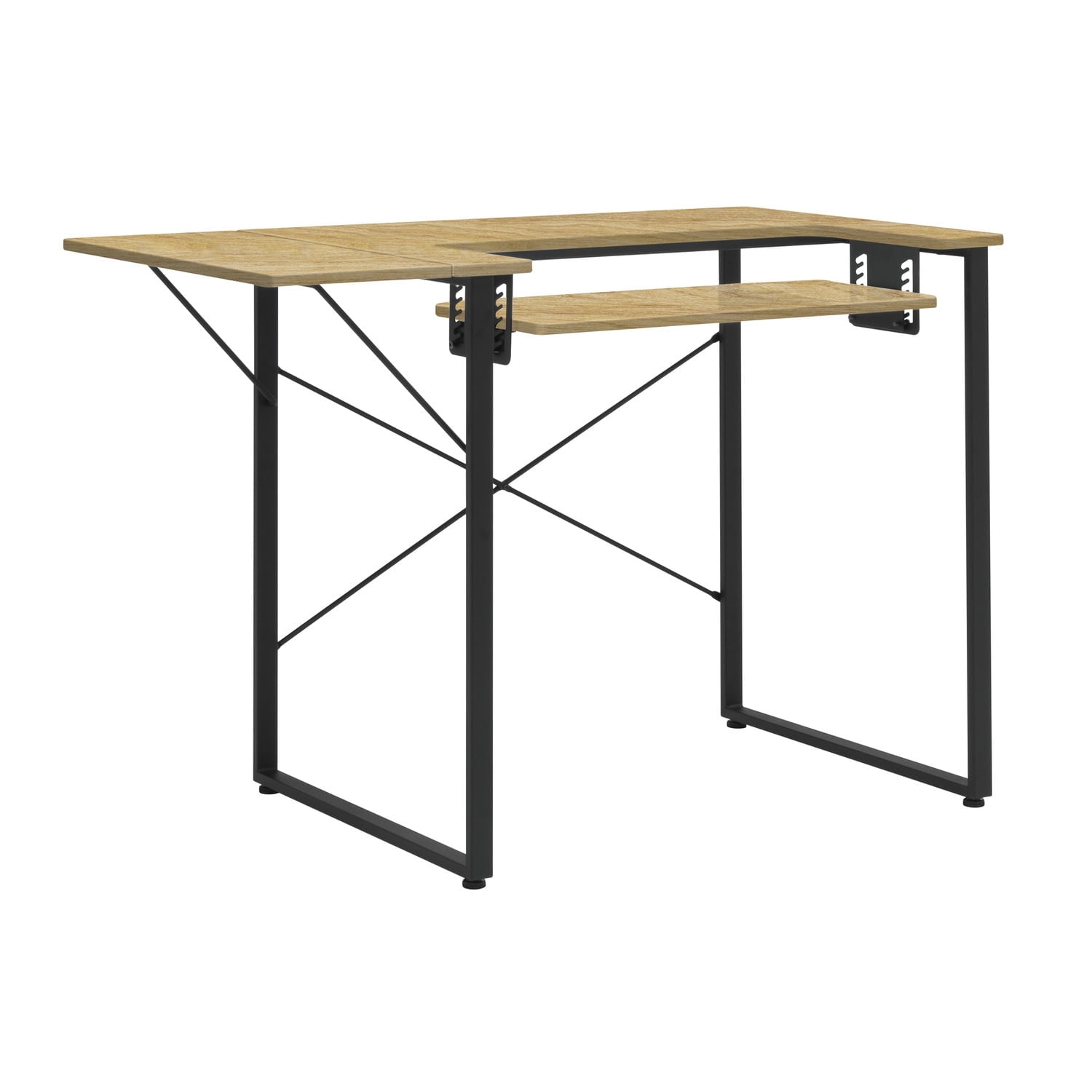 Sew Ready Dart Sewing Machine Table with Folding Top and Adjustable Platform, Black/ Ashwood