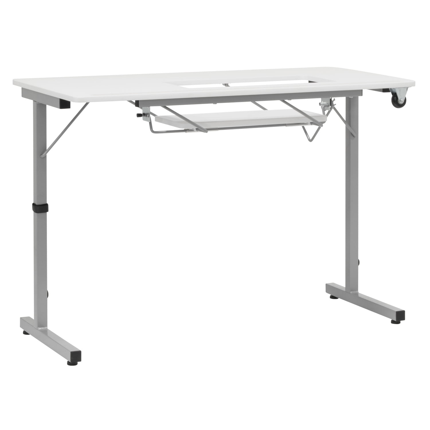 Sew Ready Adjustable Positioning Multifunction Sewing Table, Silver White