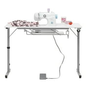 Sew Ready Rollaway II Folding Rolling Portable Sewing Table Silver / White