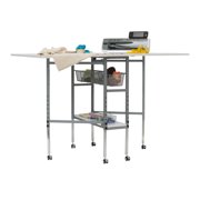Sew Ready Alpha Hobby/Craft/Sewing/Fabric Cutting/ Multipurpose Table Height Adjustable with 60" x 36" Folding Top, Storage Shelf and Drawers in White - 20004
