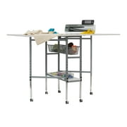 Sew Ready Alpha Hobby/Craft/Sewing/Fabric Cutting/ Multipurpose Table Height Adjustable with 60 x 36 Folding Top, Storage Shelf and Drawers in White - 20004