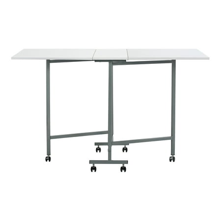 Studio Designs - Mobile Folding Hobby and Fabric Cutting Standing Height Table - Silver / White