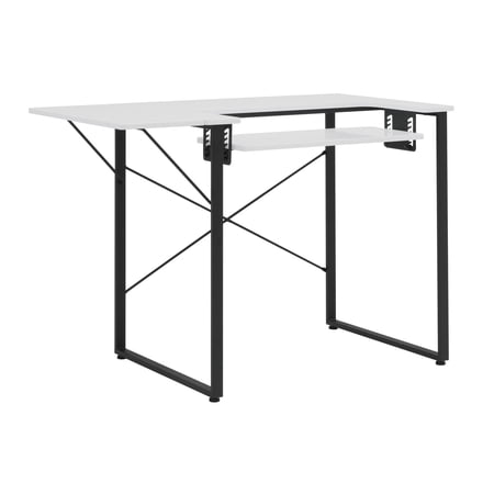 Sew Ready Dart Sewing Machine Table with Folding Top and Adjustable Platform, Black/White