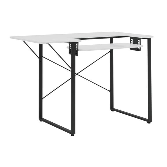 Sew Ready Dart Sewing Machine Table with Folding Top and Adjustable Platform, Black/White