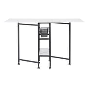 Sew Ready Metal Folding Rolling Cutting Craft Sewing Table with Storage 36 -inch High in Black and White