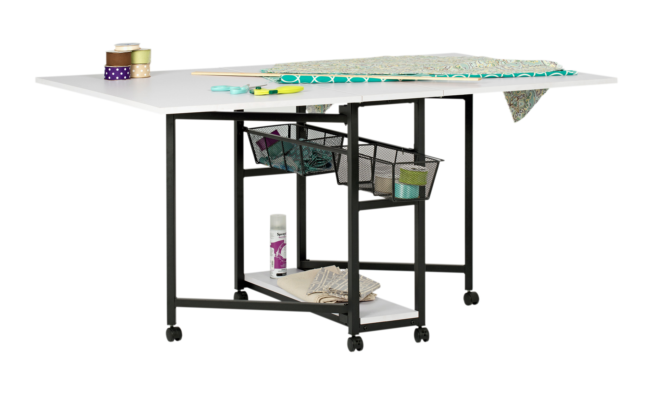 Sew Ready Mobile Fabric Cutting Table with Storage 30" H in Charcoal/White - image 1 of 11