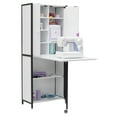 thumbnail image 1 of Sew Ready Multipurpose Armoire with Folding Top for Crafts Office Sewing, Black and White, 1 of 12