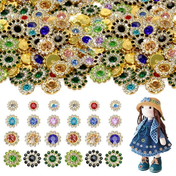 Sew on Rhinestones Bulk Crystal Glass with Metal Base Flower Shape Claw Flatback Rhinestones for Crafting  Clothes Shoes & Sewing Accessories 200 Pcs 3 Sizes