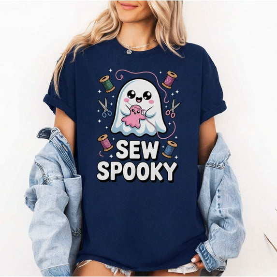 Sew Spooky Cute Girly Ghost Sewing Halloween Costume T-Shirt, Fullsizes S-5XL Multicolors T-Shirt